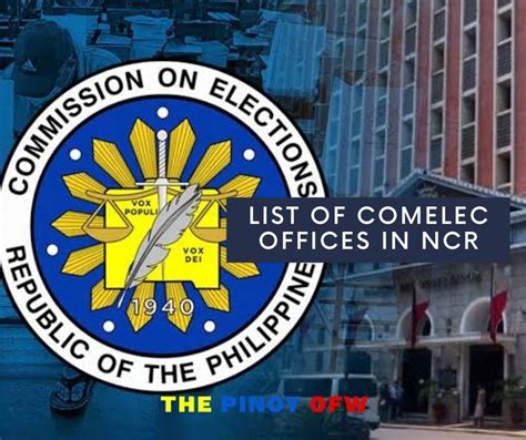 List of COMELEC Offices in NCR (National Capital Region).